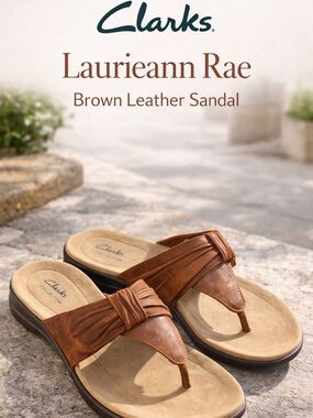 New In Box. Clarks Laurieann Rae Brown Leather Sandals | Size 12W